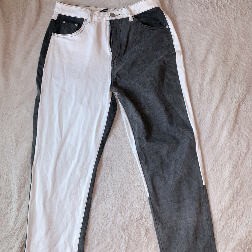Boho black and white pants size 10